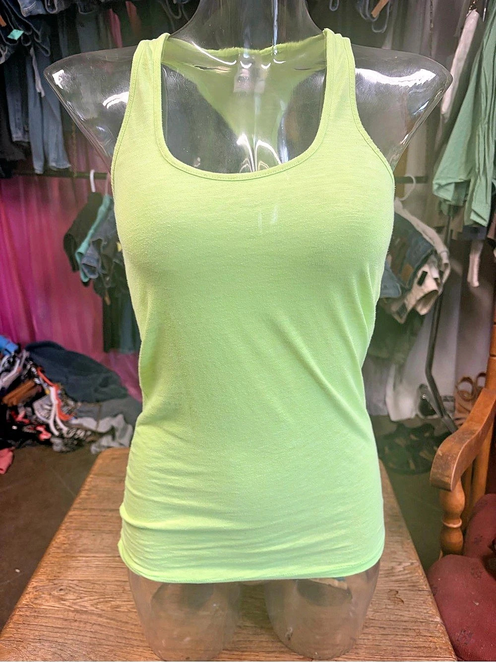 PINK Racerback Tank in Green Size XS